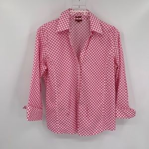Talbots wrinkle resistant pink check shirt top 12